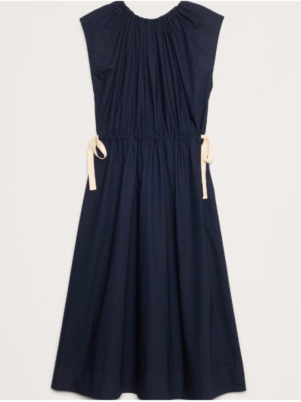 Banana Republic Navy Long Dress with Cream Drawstring Ties - Picture 3 of 8
